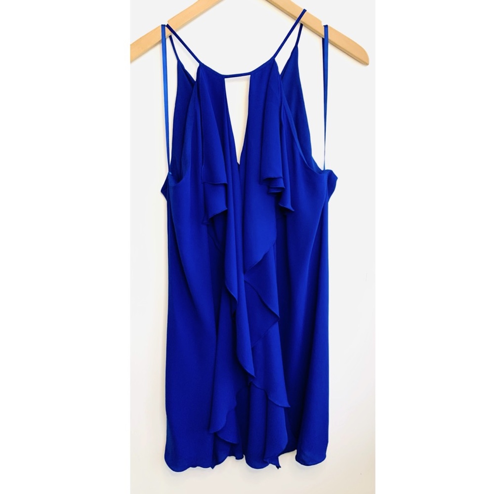 BCBGMaxAzria Hattie Royal Blue Ruffle Dress Large